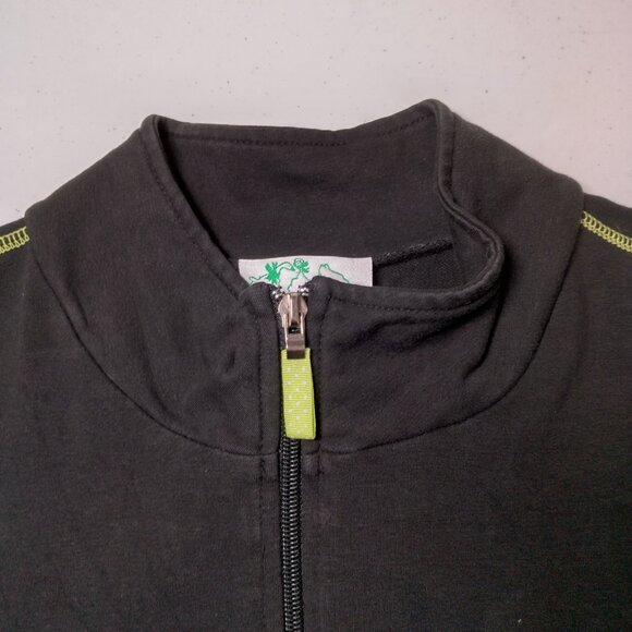 The Quacker Factory Vest Plus Size 1X Black Neon Green Stitching Daisy Bling Zip - Picture 9 of 11